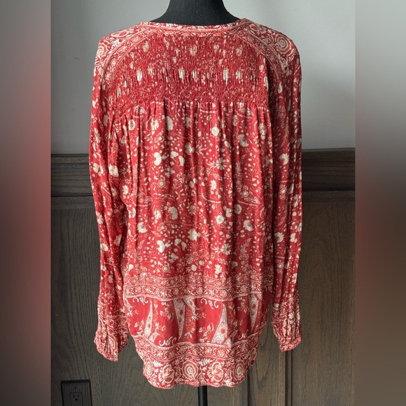 Lucky Brand Pink Long Sleeve Blouse with Mandarin Collar - Picture 6 of 9